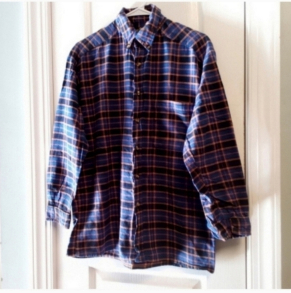 Global Pacific Brown Tan Blue Women's Plaid Button Down Shirt S Cowgirl Rodeo